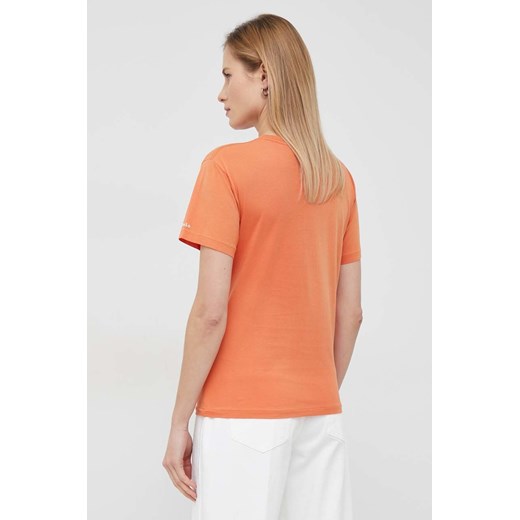 Bluzka damska pomarańczowy Polo Ralph Lauren w stylu młodzieżowym z krótkim rękawem 