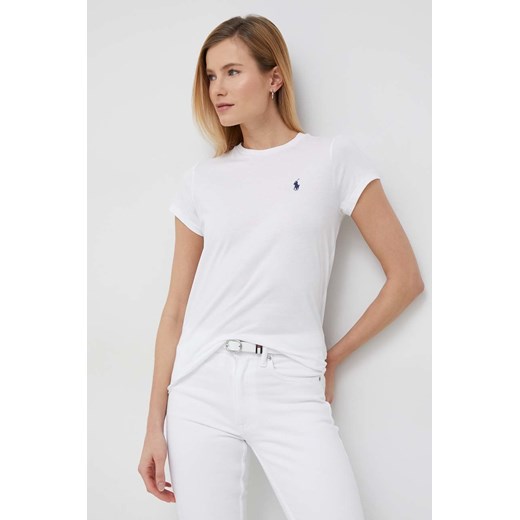 Polo Ralph Lauren t-shirt bawełniany kolor biały 211898698 ze sklepu ANSWEAR.com w kategorii Bluzki damskie - zdjęcie 154088319