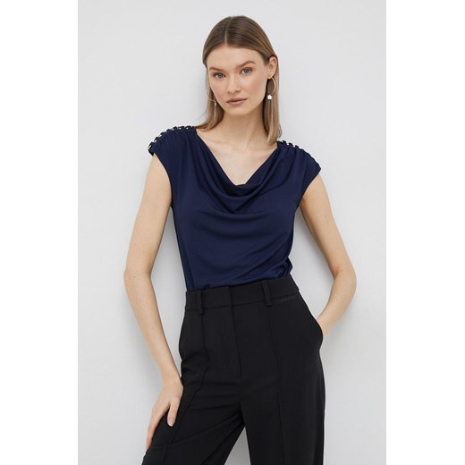 Lauren Ralph Lauren bluzka damska kolor granatowy gładka ze sklepu ANSWEAR.com w kategorii Bluzki damskie - zdjęcie 154088419