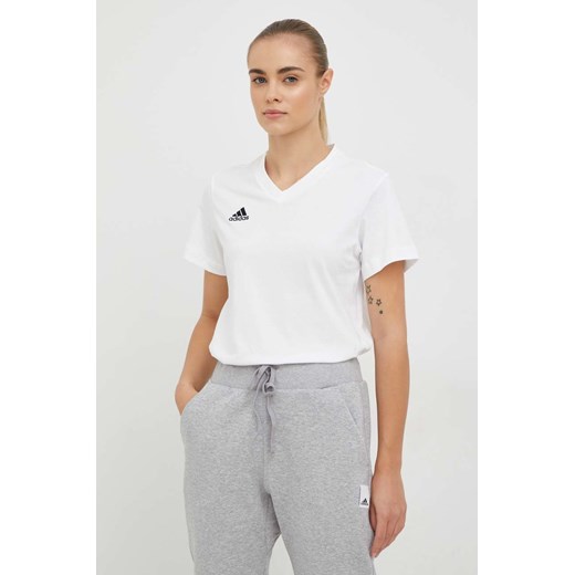 adidas Performance t-shirt bawełniany Entrada 22 kolor biały HC0442 ze sklepu ANSWEAR.com w kategorii Bluzki damskie - zdjęcie 154088479