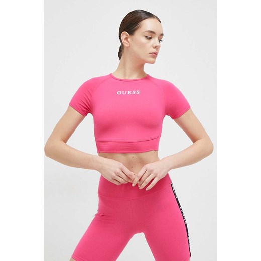 Guess t-shirt ALINE damski kolor różowy V3RP16 KABR0 ze sklepu ANSWEAR.com w kategorii Bluzki damskie - zdjęcie 154088957