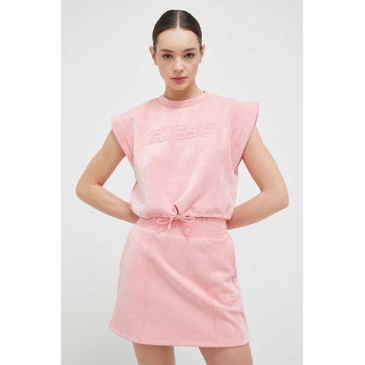 Guess t-shirt damski kolor różowy ze sklepu ANSWEAR.com w kategorii Bluzki damskie - zdjęcie 154089018