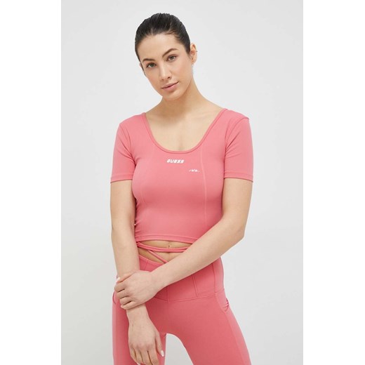 Guess t-shirt damski kolor różowy ze sklepu ANSWEAR.com w kategorii Bluzki damskie - zdjęcie 154089058