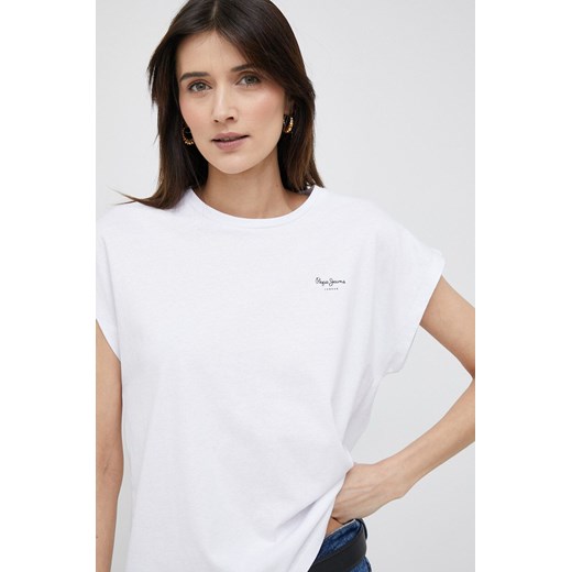 Pepe Jeans t-shirt bawełniany Bloom kolor biały ze sklepu ANSWEAR.com w kategorii Bluzki damskie - zdjęcie 154090258