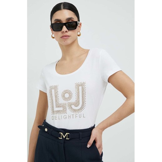 Liu Jo t-shirt bawełniany kolor biały ze sklepu ANSWEAR.com w kategorii Bluzki damskie - zdjęcie 154090957