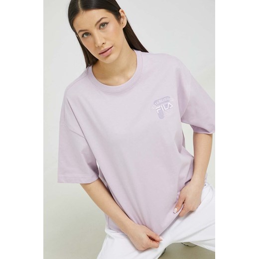 Fila t-shirt bawełniany kolor fioletowy ze sklepu ANSWEAR.com w kategorii Bluzki damskie - zdjęcie 154091556