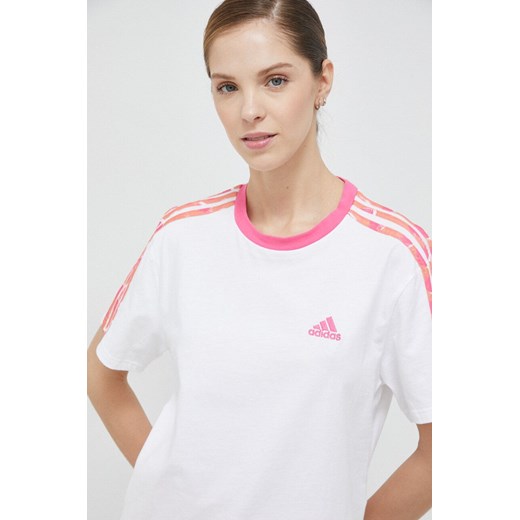 adidas t-shirt damski kolor biały L ANSWEAR.com