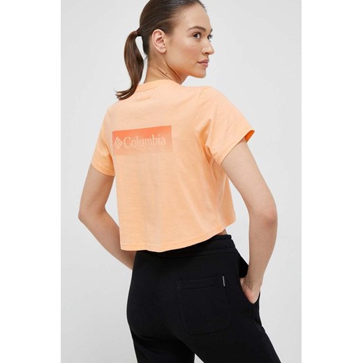 Columbia t-shirt bawełniany kolor pomarańczowy ze sklepu ANSWEAR.com w kategorii Bluzki damskie - zdjęcie 154094029