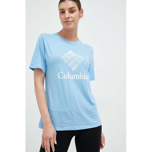 Columbia t-shirt damski kolor niebieski ze sklepu ANSWEAR.com w kategorii Bluzki damskie - zdjęcie 154094059