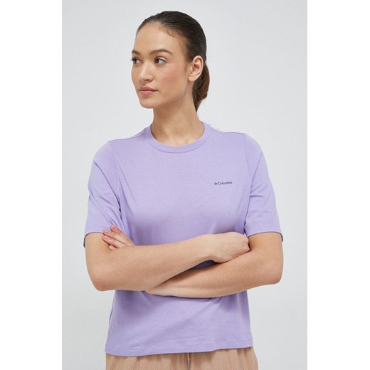 Columbia t-shirt bawełniany kolor fioletowy Columbia XS ANSWEAR.com