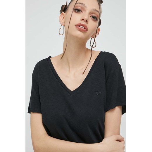 Superdry t-shirt damski kolor czarny ze sklepu ANSWEAR.com w kategorii Bluzki damskie - zdjęcie 154095138