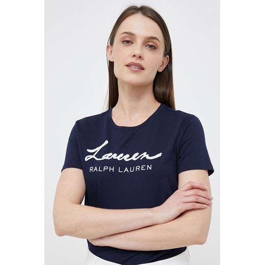 Lauren Ralph Lauren t-shirt damski kolor granatowy ze sklepu ANSWEAR.com w kategorii Bluzki damskie - zdjęcie 154095359
