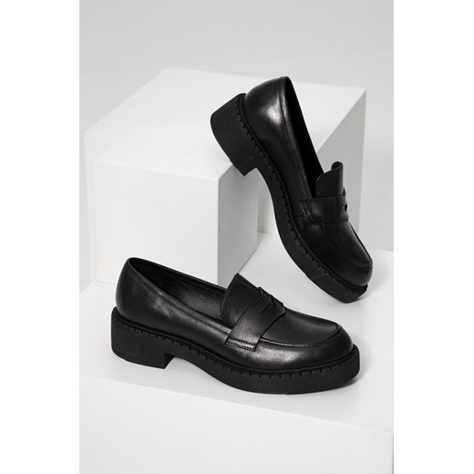 Answear Lab mokasyny skórzane damskie kolor czarny na platformie Answear Lab 39 ANSWEAR.com