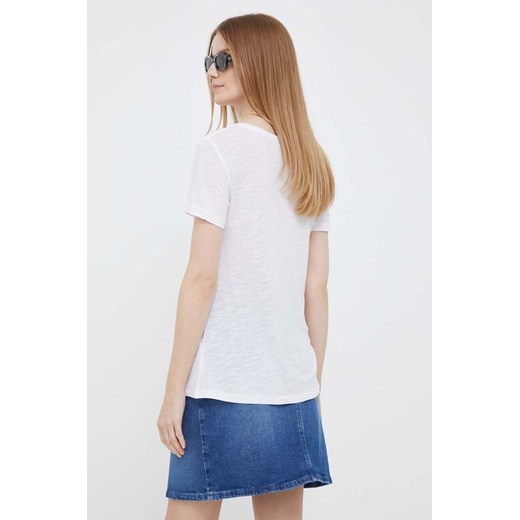 Tommy Hilfiger t-shirt z domieszką lnu kolor biały Tommy Hilfiger L ANSWEAR.com