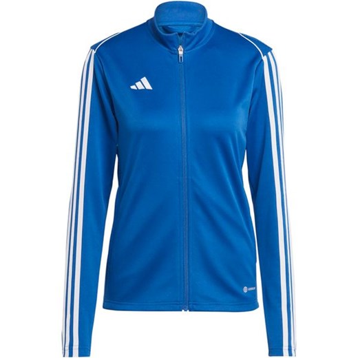 Bluza damska Adidas z aplikacją niebieska krótka 