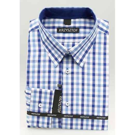 KRZYSZTOF koszula w kratę 46 188/194 100% bawełna krzysztof niebieski elegancki