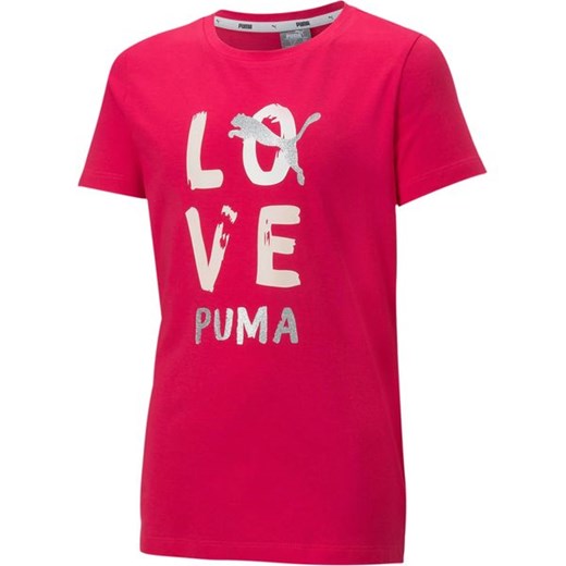 Bluzka dziewczęca różowa Puma z krótkimi rękawami 