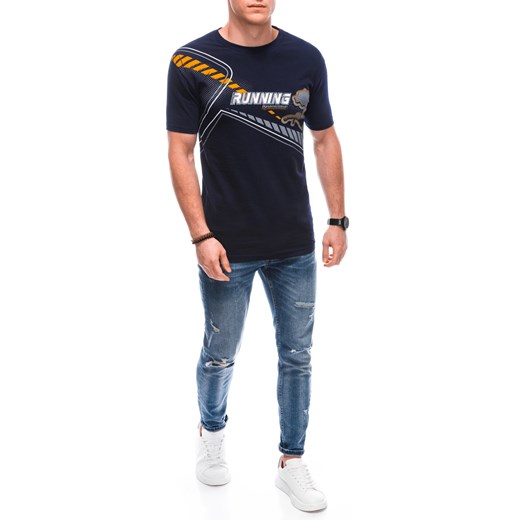 T-shirt męski z nadrukiem 1800S - granatowy Edoti.com M Edoti