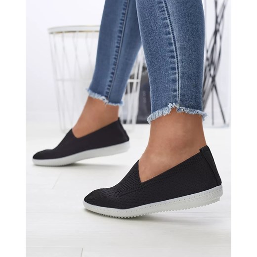 Damskie ażurowe tenisówki slip on w kolorze czarnym Kamiosa- Obuwie Royalfashion.pl 37 okazyjna cena royalfashion.pl