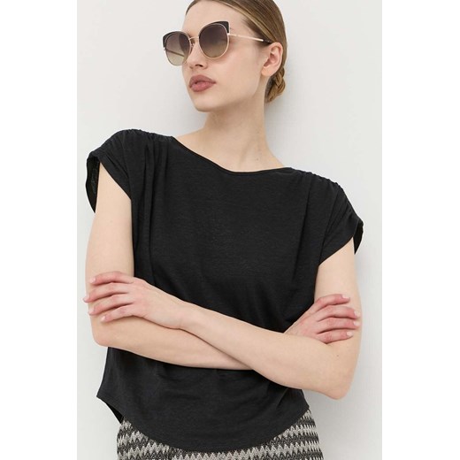 Max Mara Leisure t-shirt lniany kolor czarny L ANSWEAR.com