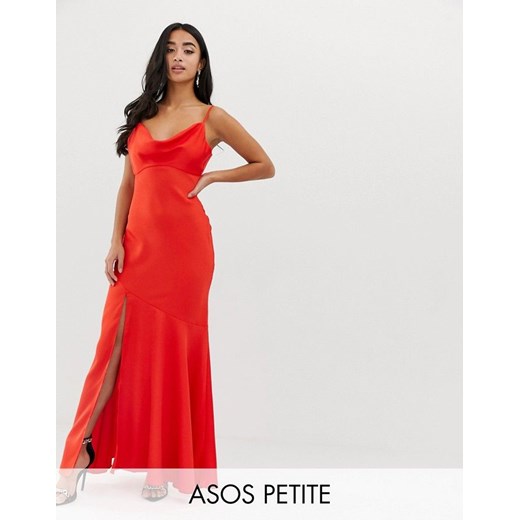 ASO PETITE Czerwona satynowa suknia wieczorowa (32) Aso Petite 32 (XXS) SUPELO