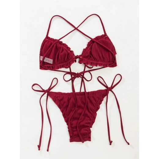 SHEIN Bordowy prążkowany strój bikini (L) 40 (L) SUPELO