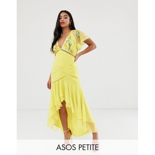 ASO DESIGN Żółta asymetryczna sukienka (30) Aso Design 30 (XXXS) SUPELO