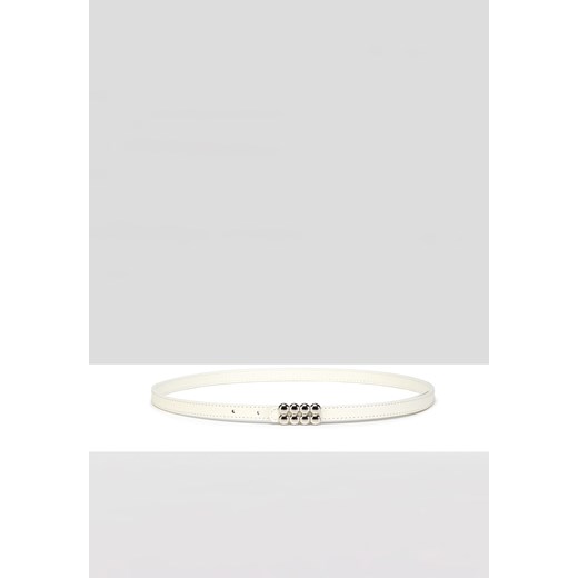 Biały cienki pasek z ozdobną klamerką ze sklepu Molton w kategorii Paski damskie - zdjęcie 154308725