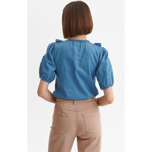 Jeansowa koszula damska z krótkim rękawem  SBK2794, Kolor niebieski, Rozmiar 36, Top Secret 38 Primodo