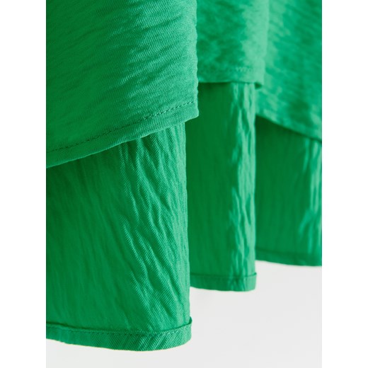 Bluzka damska Reserved zielona z okrągłym dekoltem z krótkim rękawem 