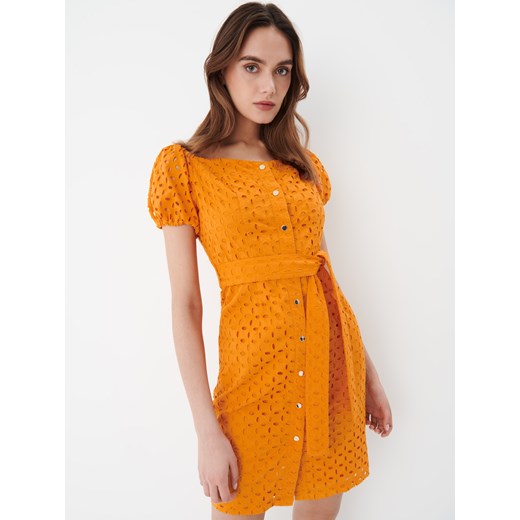 Mohito - Sukienka mini z ażurowymi zdobieniami - Pomarańczowy Mohito 34 Mohito