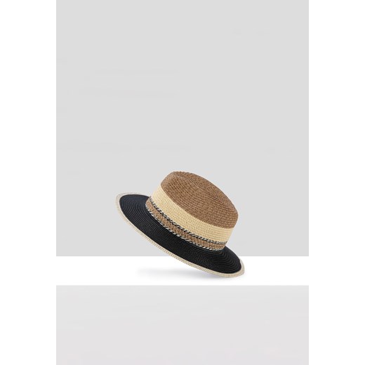 Brązowy kapelusz z czarnym rondem ze sklepu Molton w kategorii Kapelusze damskie - zdjęcie 154362428