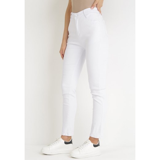 Białe Spodnie Slim z Wsuwanymi Kieszeniami Diksha ze sklepu Born2be Odzież w kategorii Spodnie damskie - zdjęcie 154393598