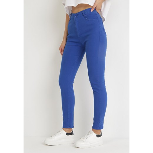 Niebieskie Spodnie Slim z Wsuwanymi Kieszeniami Diksha M promocyjna cena Born2be Odzież