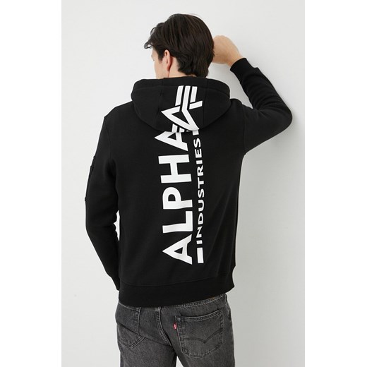 Alpha Industries bluza męska kolor czarny z kapturem ze sklepu ANSWEAR.com w kategorii Bluzy męskie - zdjęcie 154398536