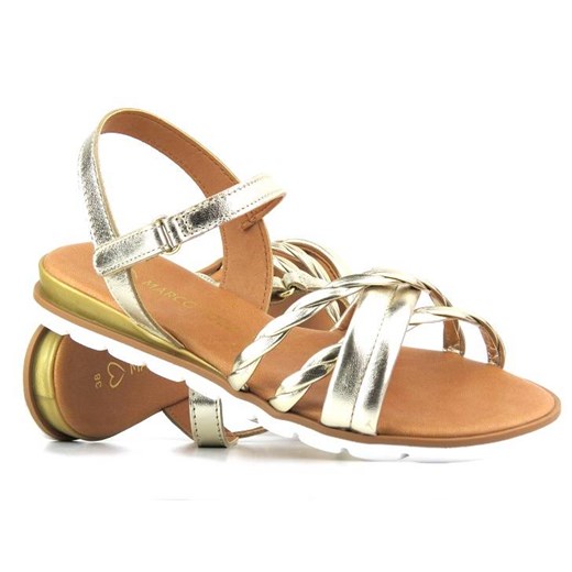 Sandały damskie płaskie - MARCO TOZZI 28129, złote ze sklepu ulubioneobuwie w kategorii Sandały damskie - zdjęcie 154399198