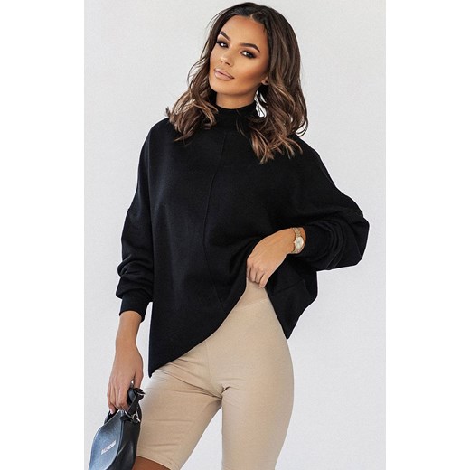 Bluza Simple w kolorze czarnym ze stójką i przeszyciami D27, Kolor czarny, Rozmiar M/L, Ivon ze sklepu Primodo w kategorii Bluzy damskie - zdjęcie 154401736