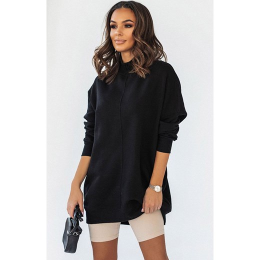 Bluza Simple w kolorze czarnym ze stójką i przeszyciami D27, Kolor czarny, Ivon XS/S Primodo