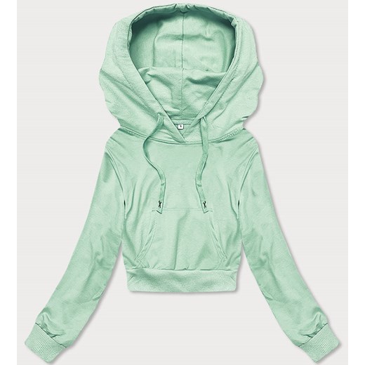 Krótka bluza dresowa z kapturem pistacjowa (8B939-39) ze sklepu goodlookin.pl w kategorii Bluzy damskie - zdjęcie 154404487