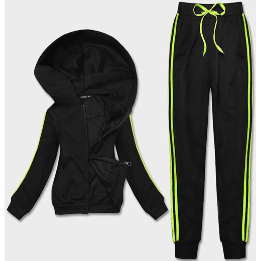 Dres damski z lampasami czarny-limonka (KK0057) ze sklepu goodlookin.pl w kategorii Dresy damskie - zdjęcie 154404596