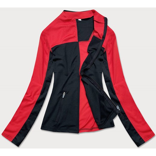 Damska bluza z elastycznego materiału czerwono-czarna (hd149-05) ze sklepu goodlookin.pl w kategorii Bluzy damskie - zdjęcie 154404837
