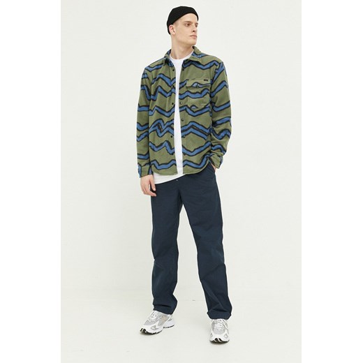 Billabong koszula polarowa kolor zielony regular z kołnierzykiem klasycznym Billabong XL ANSWEAR.com