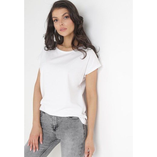 Biały T-shirt Bawełniany z Krótkim Rękawem Erestusia ze sklepu Born2be Odzież w kategorii Bluzki damskie - zdjęcie 154418527