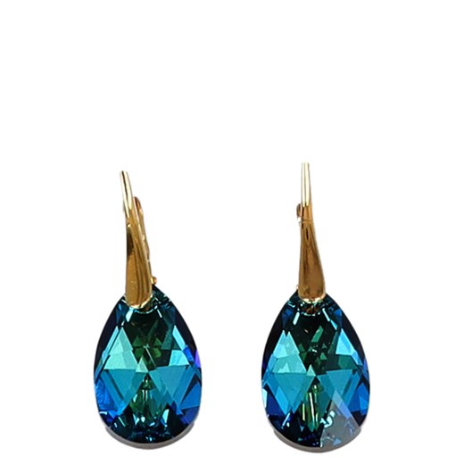 Kolczyki pozłacane Swarovski MIGDAŁ 16mm - TYMOTEO LOVE BERMUDA BLUE Tymoteo Love uniwersalny Tymoteo.pl - sklep obuwniczy