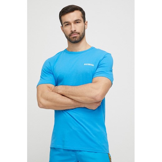Bikkembergs t-shirt plażowy kolor niebieski z nadrukiem S ANSWEAR.com