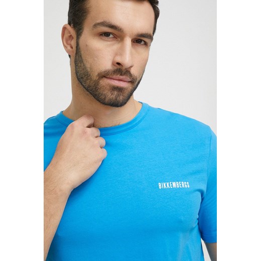 Bikkembergs t-shirt plażowy kolor niebieski z nadrukiem L ANSWEAR.com