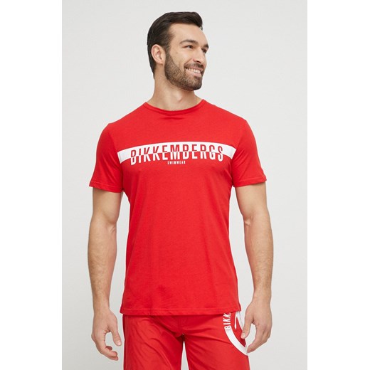 Bikkembergs t-shirt plażowy bawełniany kolor czerwony z nadrukiem XXL ANSWEAR.com