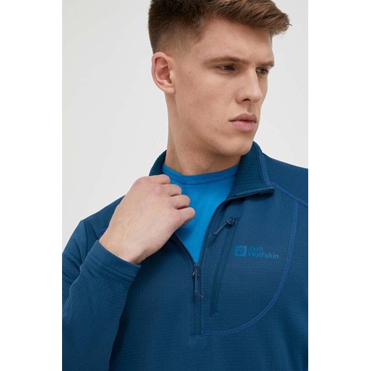 Jack Wolfskin bluza sportowa Kolbenberg Hz kolor niebieski gładka ze sklepu ANSWEAR.com w kategorii Bluzy męskie - zdjęcie 154450396