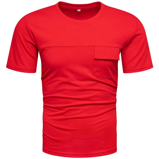 Koszulka męska czerwona z kieszonką Recea ze sklepu Recea.pl w kategorii T-shirty męskie - zdjęcie 154493855