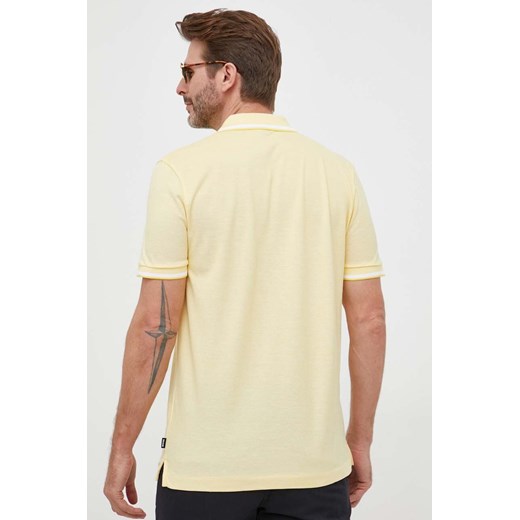 T-shirt męski BOSS HUGO żółty z krótkim rękawem bawełniany 